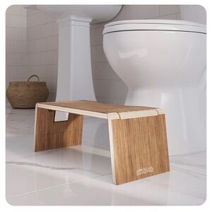 BRAND NEW IN BOX SQUATTY POTTY OSLO TEAK FOLDING STOOL